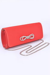 Women Rhinestone Bow Satin Clutch Bag Zarnesh