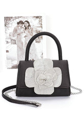 Women Rhinestone Flower Stain Top Handle Clutch Bag Zarnesh