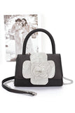 Women Rhinestone Flower Stain Top Handle Clutch Bag Zarnesh