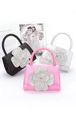 Women Rhinestone Flower Stain Top Handle Clutch Bag Zarnesh