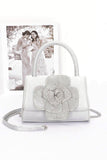 Women Rhinestone Flower Stain Top Handle Clutch Bag Zarnesh