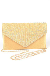 Women Rhinestone Pave Pleated Satin Evening Clutch | Zarnesh