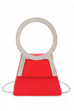 Women Rhinestone Top Handle Satin Flap Fastening Clutch Bag Zarnesh