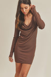 Women Ribbed Cowl Neckline with Collar Detailing Jeri Dress Zarnesh