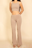 Women Ribbed Sleeveless Crop Top High Rise Pants Set Zarnesh