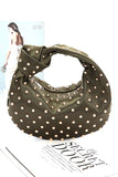 Women Roomy Studded Top Knotted Handle Soft Clutch Bag Zarnesh