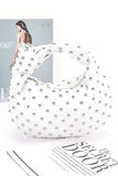 Women Roomy Studded Top Knotted Handle Soft Clutch Bag Zarnesh
