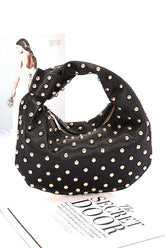 Women Roomy Studded Top Knotted Handle Soft Clutch Bag Zarnesh