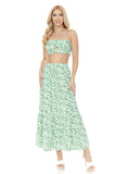Women Floral Ankle Length Maxi Skirt Strapless Fitted Top Set Zarnesh