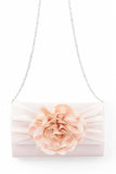 Women Satin Flower Pleated Flap Closure Clutch Bag | Zarnesh
