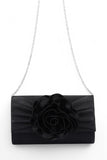 Women Satin Flower Pleated Flap Closure Clutch Bag | Zarnesh