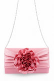 Women Satin Flower Pleated Flap Closure Clutch Bag | Zarnesh
