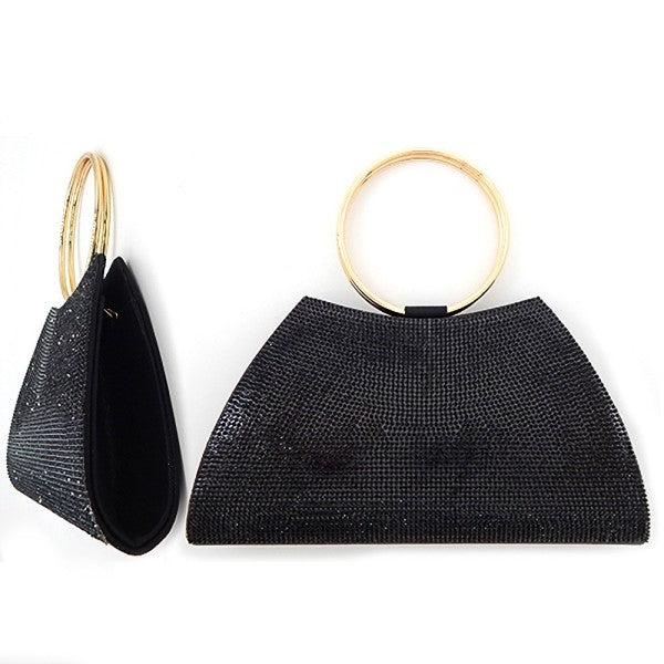 Women Sophisticated Trapezoid Round Handle Clutch Bag Zarnesh
