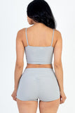 Women Spaghetti Strap Ribbed Top Biker Shorts Set | Zarnesh