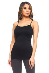 Women Spaghetti Straps Pull On Longline Seamless Cami Tank Top Zarnesh