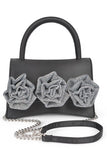 Women Sparkle Flower Top Handle Shoulder Chain Clutch Bag Zarnesh