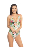 Women Split Strap Removable Soft Cup X Back Keyhole One Piece Zarnesh