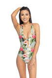 Women Split Strap Removable Soft Cup X Back Keyhole One Piece Zarnesh