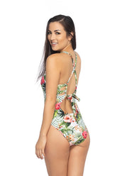 Women Split Strap Removable Soft Cup X Back Keyhole One Piece Zarnesh