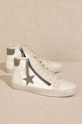 Women Star Embellished Round Toe High Top Sneakers | Zarnesh