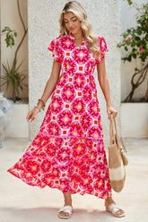 Women Strawberry Pink Full Length Relax Waistband Maxi Dress Zarnesh