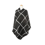 Women Stripe Asymmetrical Open Front Cape Cardigan Poncho Zarnesh