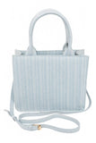 Women Stripy Denim Top Handle Convertible Small Tote Bag Zarnesh