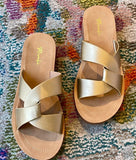 Women Summer Vera 3 Gold Criss Cross Round Toe Sandal Zarnesh