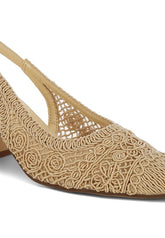 Women Tolina Woven Pin Buckle Slingback Block Heel Sandals Zarnesh