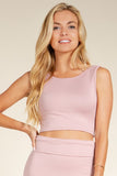 Women Twist Back Heavy Ribbed Round Neck Pull On Crop Top Zarnesh
