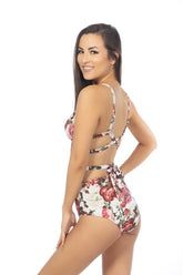 Women Two Piece Criss Cross Wrap Bikini Floral Print Zarnesh