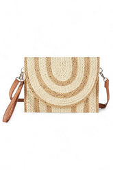 Women Two Tone Straw Summer Crossbody Swing Clutch Bag Zarnesh