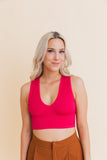 Women Ultra Comfy Everyday Plunge Neckline Ribbed Crop Top Zarnesh