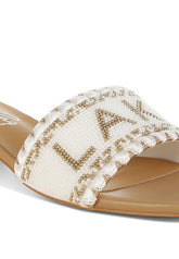 Women Vacay Babe Lake Como Beaded Slip On Low Block Heels Zarnesh