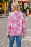 Women Valentine Beaded Heart Graphic Lightweight Knit Sweater Zarnesh