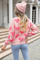 Women Valentine Hearts Knit Pull Over Sweater | Zarnesh