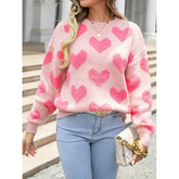 Women Valentine Hearts Knit Pull Over Sweater | Zarnesh