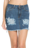 Women Western Zip Fly Fading Vintage Denim Jeans Mini Skirts Zarnesh