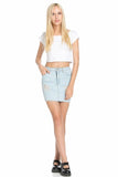 Women Western Zip Fly Fading Vintage Denim Jeans Mini Skirts Zarnesh