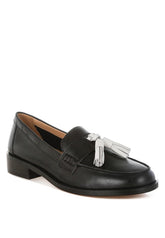 Women Yelena Genuine Leather Mock Stitch Tassel Loafers Zarnesh