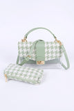 Women's 2 In 1 Tweed Houndstooth Print Clear Bag Set | Zarnesh