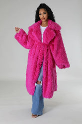 Women’s ATHINA Belted Faux Fur Teddy Winter Heavy Jacket | Zarnesh