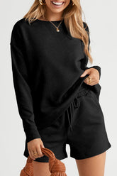 Women’s Adalyn Textured Long Sleeve Top and Drawstring | Zarnesh