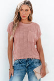 Women's Andrea Lattice Textured Knit Short Sleeve Sweater | Zarnesh