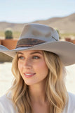 Women’s Arrow Feather Distressed Brim Western Fedora Cowboy Hat | Zarnesh