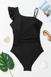 Women's Asymmetric Ruffle Shoulder One-Piece Swimsuit | Zarnesh