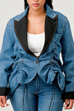 Women’s Athina Denim Blazer Ruched Jacket | Zarnesh
