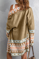 Women’s Aztec Pattern Geometric Open Front Knit Cardigan | Zarnesh