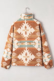 Women’s Aztec Print Elastic Cuffs Fleece Quarter-Zip Sweatshirt | Zarnesh