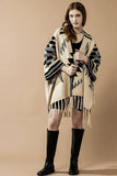 Women’s Aztec Print Open Front Fringe Poncho Sweater Cardigan | Zarnesh